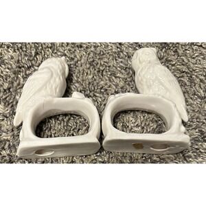2 Ardalt Set Owl Shaped Napkin Rings Holders Lot Ceramic Pair Vintage Old China